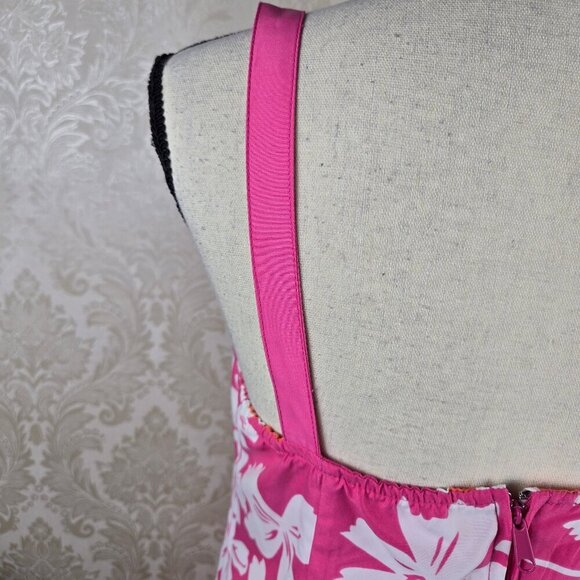 Size Medium Reversible Summer Dress Pink White Orange Stripes/Pink White Floral - Picture 13 of 16